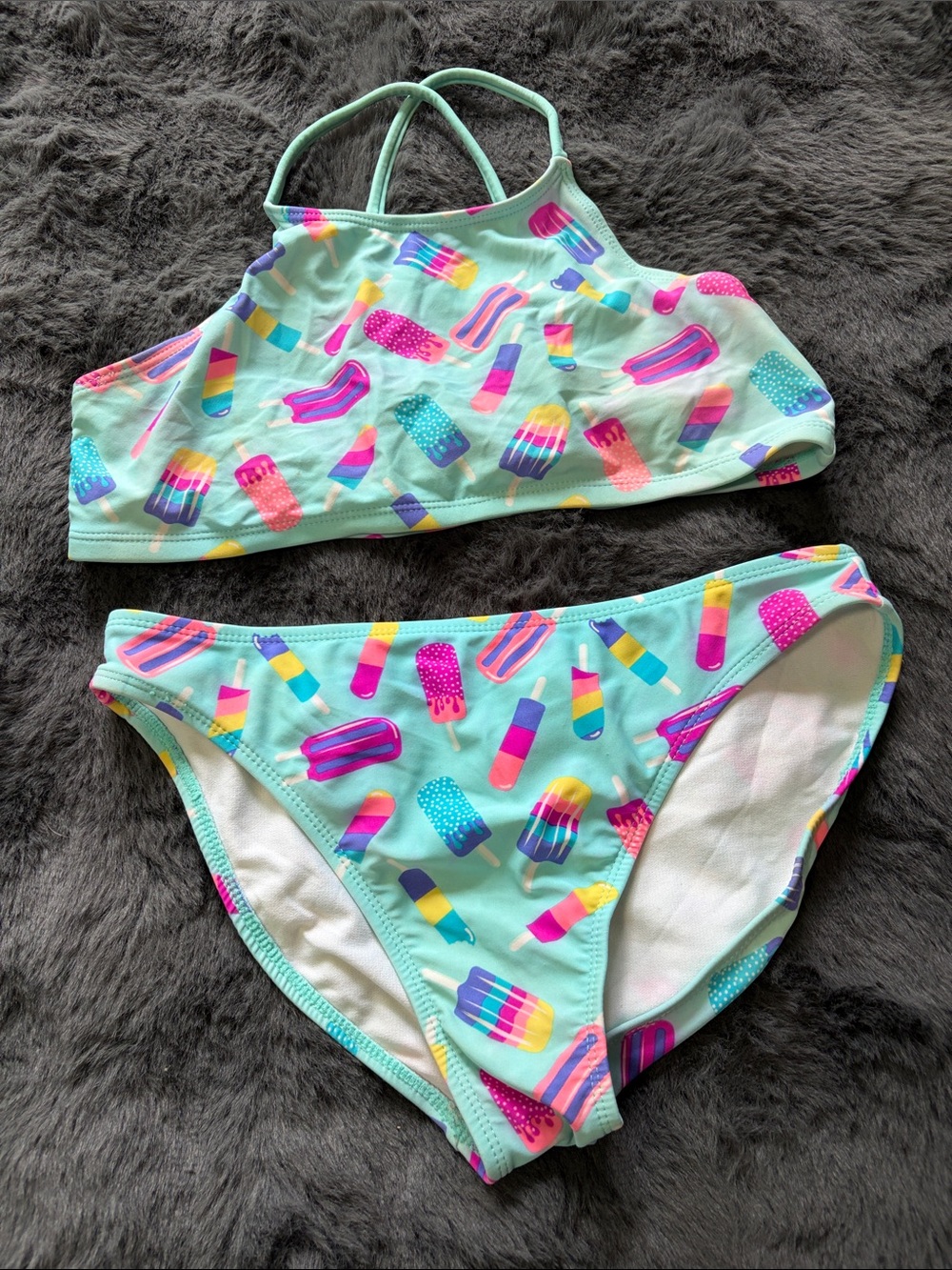 Girls Mint Popsicle Two-Piece Swim Set Size 14/16